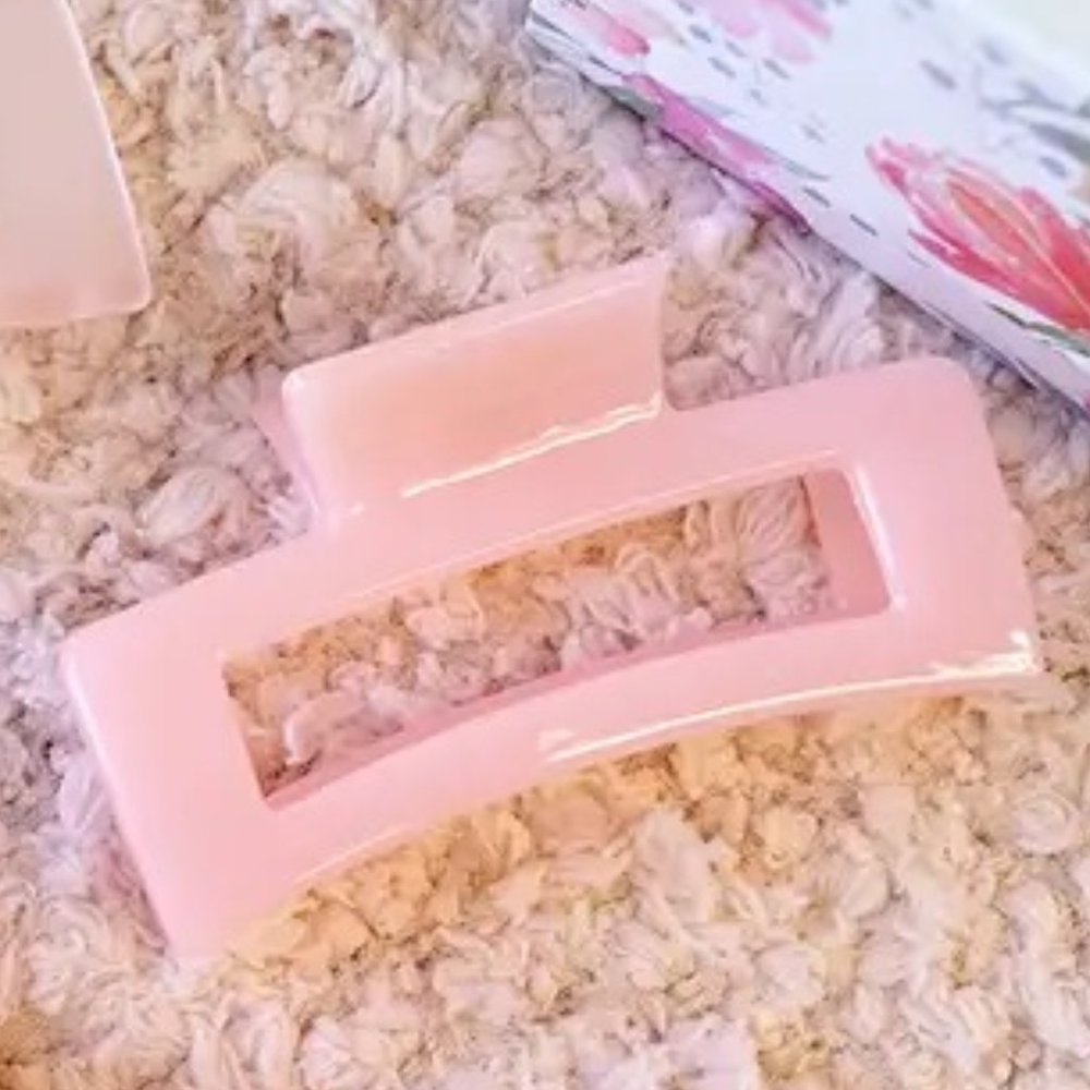Dark Pink Rectangle Hair Claw Clips